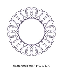 Decorative round frame for design with abstract floral pattern. Circle frame. Template Vector.