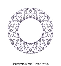 Decorative round frame for design with abstract floral pattern. Circle frame. Template Vector.
