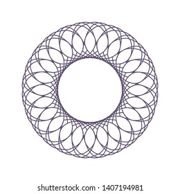 Decorative round frame for design with abstract floral pattern. Circle frame. Template Vector.