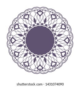 Decorative  round frame for design with a abstract floral ornament. Circle frame.  