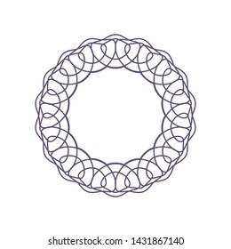 Decorative  round frame for design with a abstract floral ornament. Circle frame. Elegant element for printing of cards, invitations, books, for textiles, engraving, forging. Vector.
