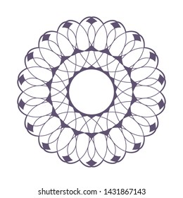 Decorative  round frame for design with a abstract floral ornament. Circle frame. Elegant element for printing of cards, invitations, books, for textiles, engraving, forging. Vector.