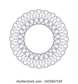 Decorative  round frame for design with a abstract floral ornament. Circle frame. Elegant element for printing of cards, invitations, books, for textiles, engraving, forging. Vector.