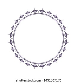 Decorative  round frame for design with a abstract floral ornament. Circle frame. Elegant element for printing of cards, invitations, books, for textiles, engraving, forging. Vector.