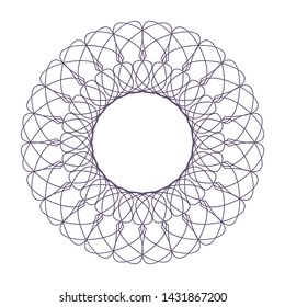 Decorative  round frame for design with a abstract floral ornament. Circle frame. Elegant element for printing of cards, invitations, books, for textiles, engraving, forging. Vector.