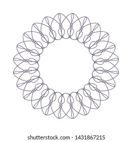 Decorative  round frame for design with a abstract floral ornament. Circle frame. Elegant element for printing of cards, invitations, books, for textiles, engraving, forging. Vector.