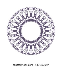 Decorative  round frame for design with a abstract floral ornament. Circle frame. Elegant element for printing of cards, invitations, books, for textiles, engraving, forging. Vector.