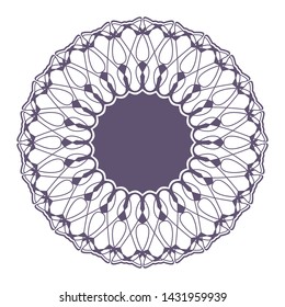 Decorative  round frame for design with a abstract floral ornament. Circle frame. Elegant element for printing of cards, invitations, books, for textiles, engraving, forging. Vector.