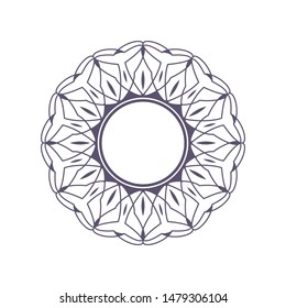 Decorative  round frame for design with a abstract floral ornament. Circle frame. Elegant element for printing of cards, invitations, books, for textiles, engraving, forging. Vector.