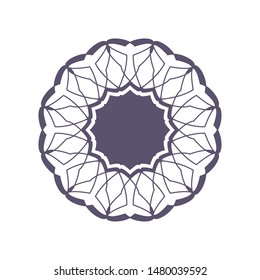 Decorative  round frame for design with a abstract floral ornament. Circle frame. Elegant element for printing of cards, invitations, books, for textiles, engraving, forging. Vector.