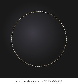Decorative  round frame for design with a abstract gold floral ornament. Circle frame. Elegant element for printing of cards, invitations, books, for textiles, engraving, forging. Vector.