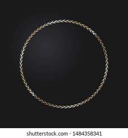 Decorative  round frame for design with a abstract gold floral ornament. Circle frame. Elegant element for printing of cards, invitations, books, for textiles, engraving, forging. Vector.