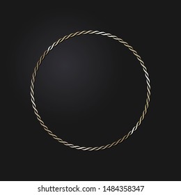 Decorative  round frame for design with a abstract gold floral ornament. Circle frame. Elegant element for printing of cards, invitations, books, for textiles, engraving, forging. Vector.