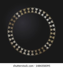 Decorative  round frame for design with a abstract gold floral ornament. Circle frame. Elegant element for printing of cards, invitations, books, for textiles, engraving, forging. Vector.
