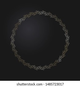 Decorative  round frame for design with a abstract gold floral ornament. Circle frame. Elegant element for printing of cards, invitations, books, for textiles, engraving, forging. Vector.