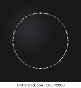 Decorative  round frame for design with a abstract gold floral ornament. Circle frame. Elegant element for printing of cards, invitations, books, for textiles, engraving, forging. Vector.