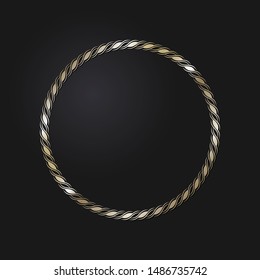 Decorative  round frame for design with a abstract gold floral ornament. Circle frame. Elegant element for printing of cards, invitations, books, for textiles, engraving, forging. Vector.