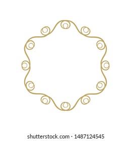 Decorative  round frame for design with a abstract floral ornament. Circle frame. Elegant element for printing of cards, invitations, books, for textiles, engraving, forging. Vector.