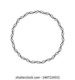 Decorative  round frame for design with a abstract floral ornament. Circle frame. Elegant element for printing of cards, invitations, books, for textiles, engraving, forging. Vector.