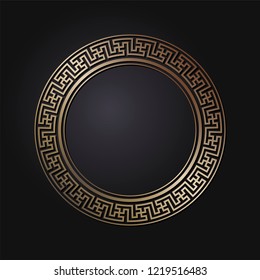 Decorative round frame for design with chinese ornament. Circle frame. Template for printing cards, invitations, books, for textiles, engraving, wooden furniture, forging. Vector.
