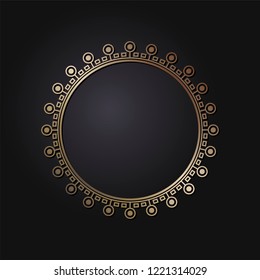 Decorative round frame for design with chinese ornament. Circle frame. Template for printing cards, invitations, books, for textiles, engraving, wooden furniture, forging. Vector.