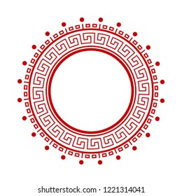 Decorative round frame for design with chinese ornament. Circle frame. Template for printing cards, invitations, books, for textiles, engraving, wooden furniture, forging. Vector.