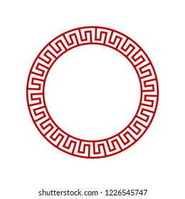 Decorative round frame for design with  chinese ornament. Circle frame. Template for printing cards, invitations, books, for textiles, engraving, wooden furniture, forging. Vector.