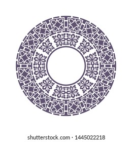 Decorative round frame design with   Chinese pattern. Circle frame. Template for printing cards, invitations, books, textiles, engraving, wooden furniture, forging. Vector.