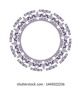 Decorative round frame design with   Chinese pattern. Circle frame. Template for printing cards, invitations, books, textiles, engraving, wooden furniture, forging. Vector.