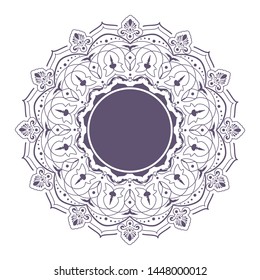 Decorative round frame design with   Chinese pattern. Circle frame. Template for printing cards, invitations, books, textiles, engraving, wooden furniture, forging. Vector.