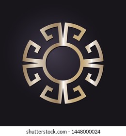 Decorative round frame design with   Chinese pattern. Circle frame. Template for printing cards, invitations, books, textiles, engraving, wooden furniture, forging. Vector.