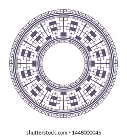 Decorative round frame design with   Chinese pattern. Circle frame. Template for printing cards, invitations, books, textiles, engraving, wooden furniture, forging. Vector.