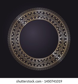 Decorative round frame design with   Chinese pattern. Circle frame. Template for printing cards, invitations, books, textiles, engraving, wooden furniture, forging. Vector.