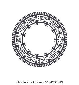 Decorative round frame design with   Chinese pattern. Circle frame. Template for printing cards, invitations, books, textiles, engraving, wooden furniture, forging. Vector.