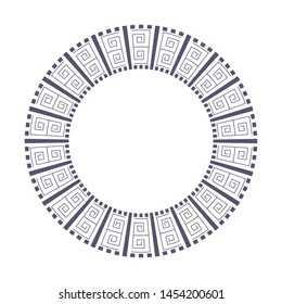 Decorative round frame design with   Chinese pattern. Circle frame. Template for printing cards, invitations, books, textiles, engraving, wooden furniture, forging. Vector.