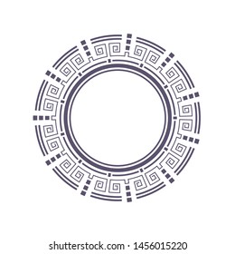 Decorative round frame design with   Chinese pattern. Circle frame. Template for printing cards, invitations, books, textiles, engraving, wooden furniture, forging. Vector.