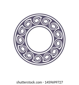 Decorative round frame design with   Chinese pattern. Circle frame. Template for printing cards, invitations, books, textiles, engraving, wooden furniture, forging. Vector.