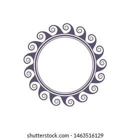 Decorative round frame design with   Chinese pattern. Circle frame. Template for printing cards, invitations, books, textiles, engraving, wooden furniture, forging. Vector.