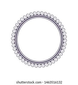 Decorative round frame design with   Chinese pattern. Circle frame. Template for printing cards, invitations, books, textiles, engraving, wooden furniture, forging. Vector.