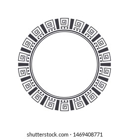 Decorative round frame design with   Chinese pattern. Circle frame. Template for printing cards, invitations, books, textiles, engraving, wooden furniture, forging. Vector.