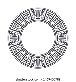 Decorative round frame design with   Chinese pattern. Circle frame. Template for printing cards, invitations, books, textiles, engraving, wooden furniture, forging. Vector.