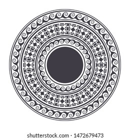 Decorative round frame design with   Chinese pattern. Circle frame. Template for printing cards, invitations, books, textiles, engraving, wooden furniture, forging. Vector.