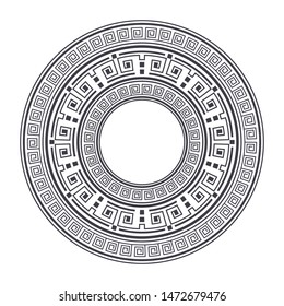 Decorative round frame design with   Chinese pattern. Circle frame. Template for printing cards, invitations, books, textiles, engraving, wooden furniture, forging. Vector.