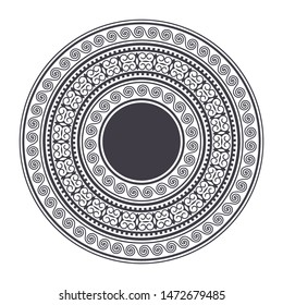 Decorative round frame design with   Chinese pattern. Circle frame. Template for printing cards, invitations, books, textiles, engraving, wooden furniture, forging. Vector.