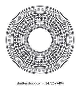 Decorative round frame design with   Chinese pattern. Circle frame. Template for printing cards, invitations, books, textiles, engraving, wooden furniture, forging. Vector.