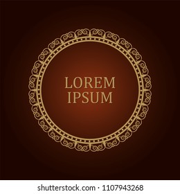 Decorative round frame for design with floral ornament. Elegant element in vintage style. Template for printing postcards or invitations, for textiles, engraving, wooden furniture, forging. Vector.