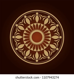 Decorative round frame for design with floral ornament. Elegant element in vintage style. Template for printing postcards or invitations, for textiles, engraving, wooden furniture, forging. Vector.