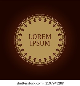 Decorative round frame for design with floral ornament. Elegant element in vintage style. Template for printing postcards or invitations, for textiles, engraving, wooden furniture, forging. Vector.