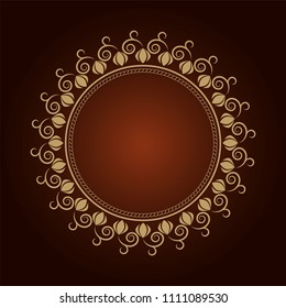 Decorative round frame for design with floral ornament. Elegant element in vintage style. Template for printing postcards or invitations, for textiles, engraving, wooden furniture, forging. Vector.
