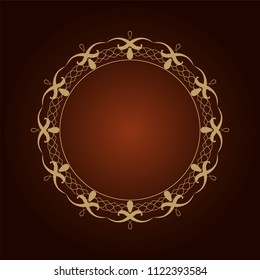 Decorative round frame for design with floral ornament. A template for printing postcards, invitations, books, for textiles, engraving, wooden furniture, forging. Vector.